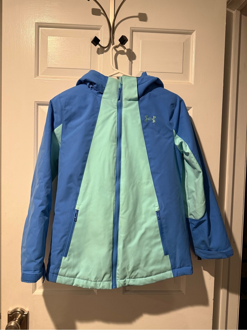 Under Armour Girls Blue & Mint Hooded Raincoat
